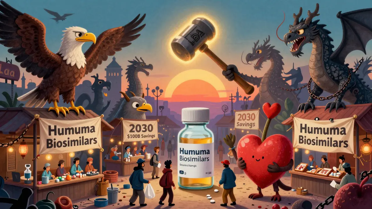 Whimsical biosimilar animals selling medicine as patent dragons are broken by an FDA hammer.